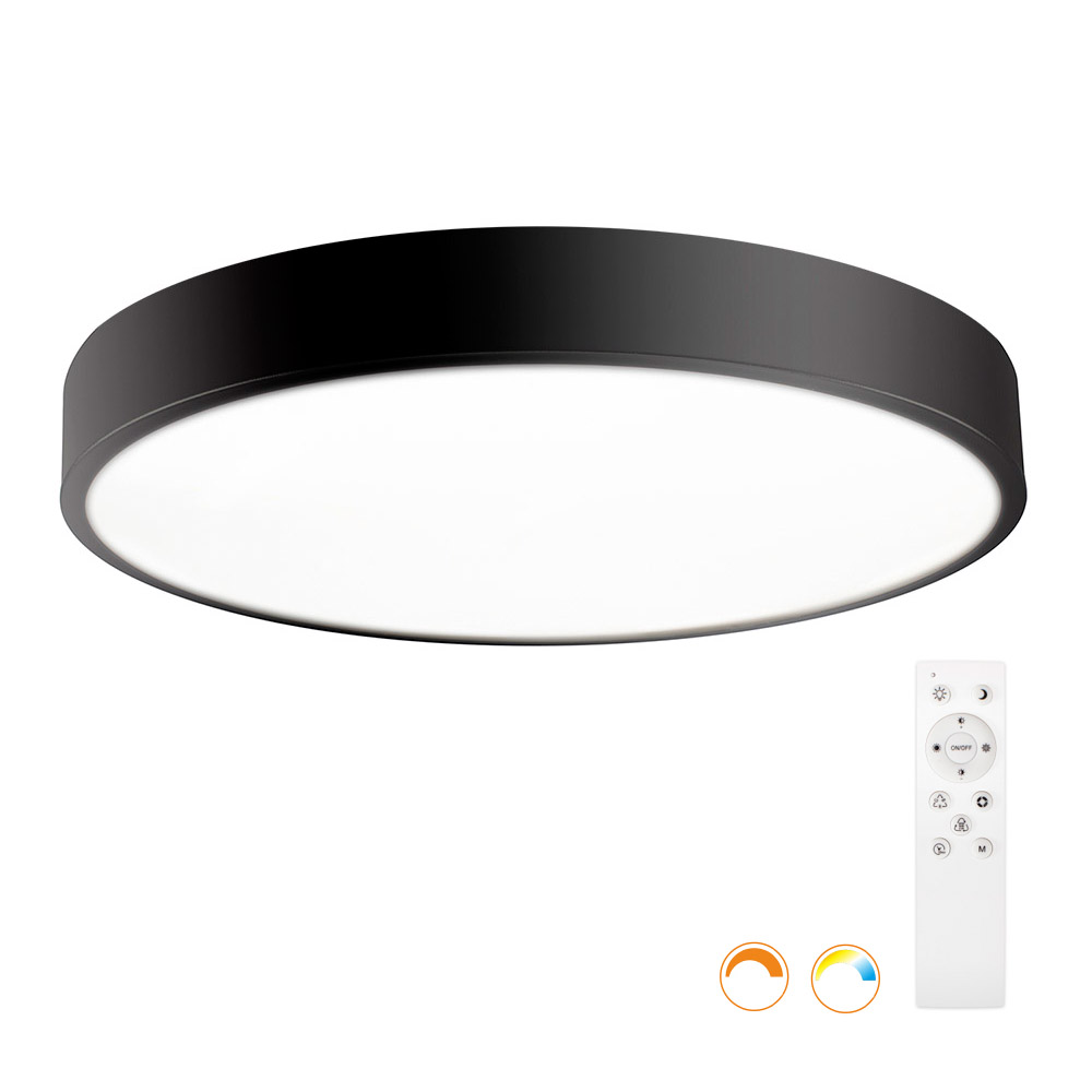 Kramfor BIG Plafón, 50W, Ø60cm, CCT, negro, Blanco dual, regulable