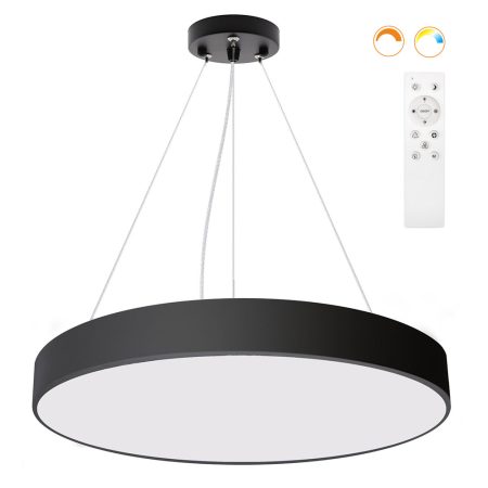 Kramfor BIG Suspend, 50W, Ø60cm, CCT, negro, Blanco dual, regulable