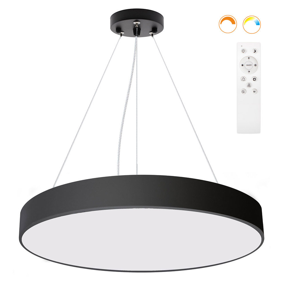 Kramfor BIG Suspend, 50W, Ø60cm, CCT, negro, Blanco dual, regulable