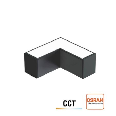 Conector angular METRO, ampliable, 9W, 90º, 3CCT, negro, 3000-4000-6000K