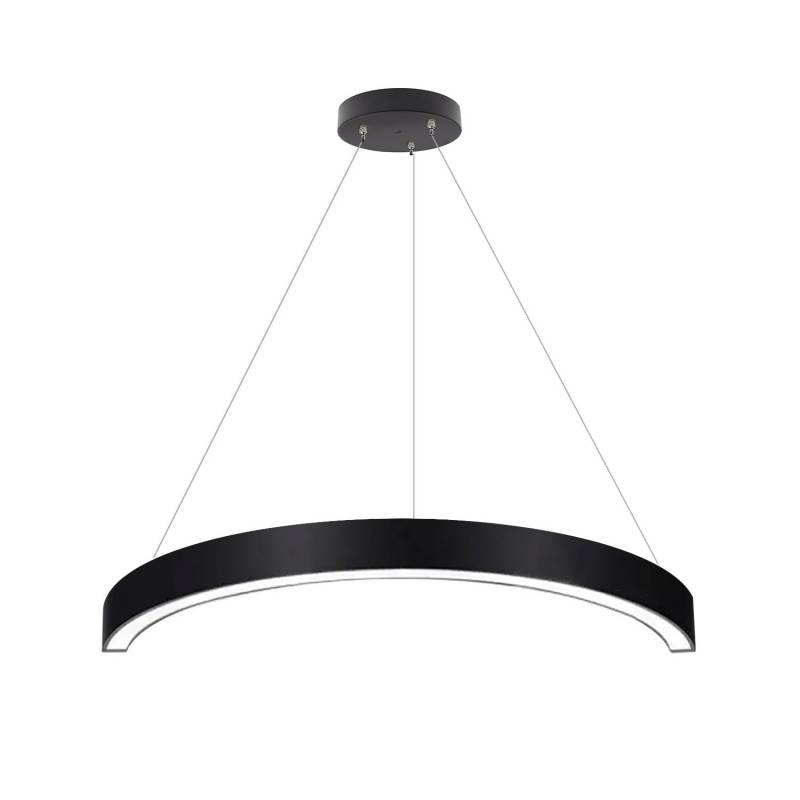 Luminaria superficie o suspendida MOON, 60W, radio 500mm, negro, Blanco cálido
