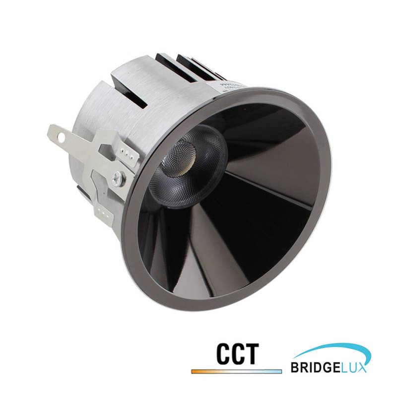 Downlight Led MOOK BRIDGELUX Chip, 12W, UGR 19, 24º, 3CCT, negro cromo, 3000-4000-6000K