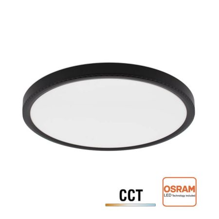 Plafón Led MOON KRAMFOR 22W, Ø300mm, CCT, regulable, negro, 3000-4000-6000K