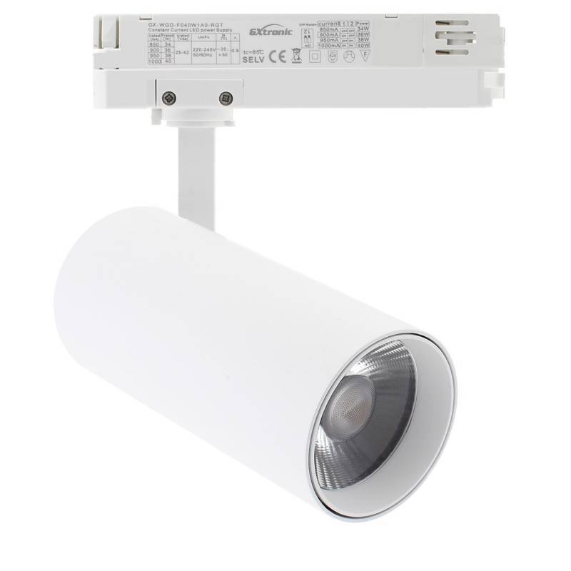 Foco carril Trifásico SAMOS, 40W-26W, blanco, 24º-60º, UGR13, CCT, 3000-4000-6000K