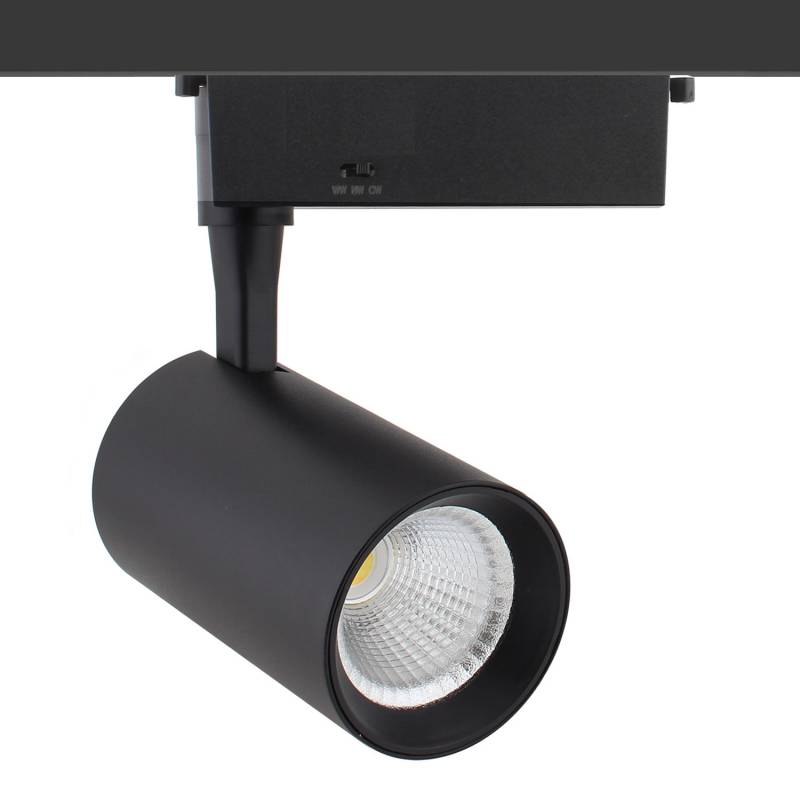 Foco carril Monofásico IOS Bridgelux, 30W, negro, 48º, CCT, 3000-4000-6000K
