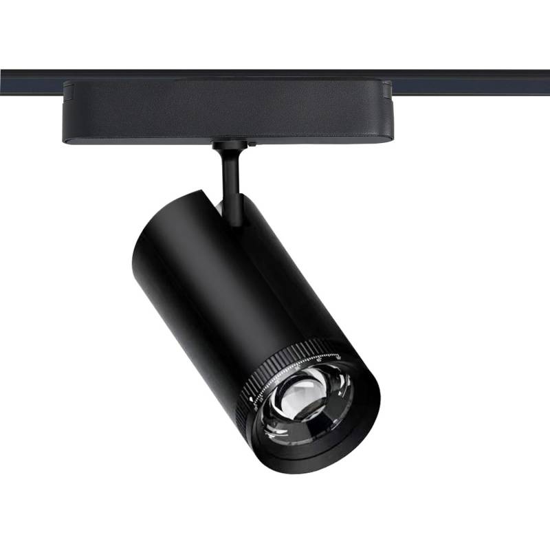 Foco carril SPOT SLIM 48V, 18W, 10-55º ajustable, negro, Blanco cálido