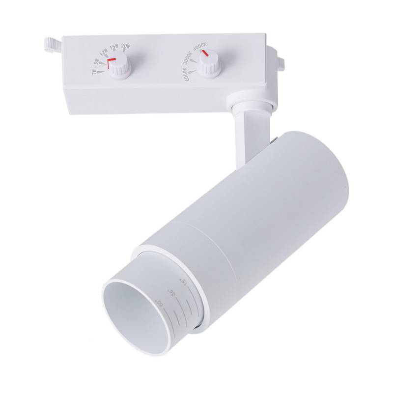 Foco carril Monofásico PIKE RAIL LED 7-9-12-15-20W, 3CCT, 15º-60º, blanco, 3000-4000-6000K