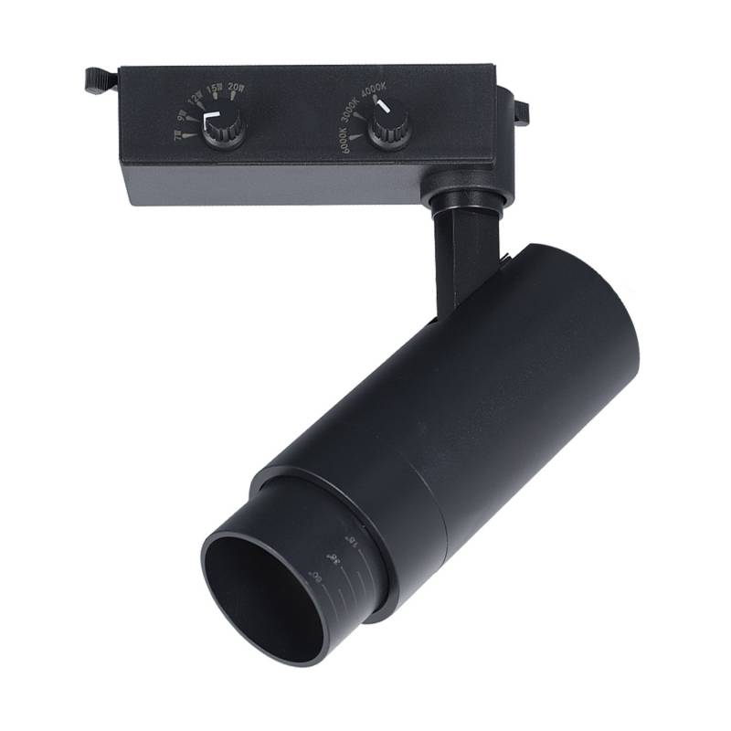 Foco carril Monofásico PIKE RAIL LED 7-9-12-15-20W, 3CCT, 15º-60º, negro, 3000-4000-6000K