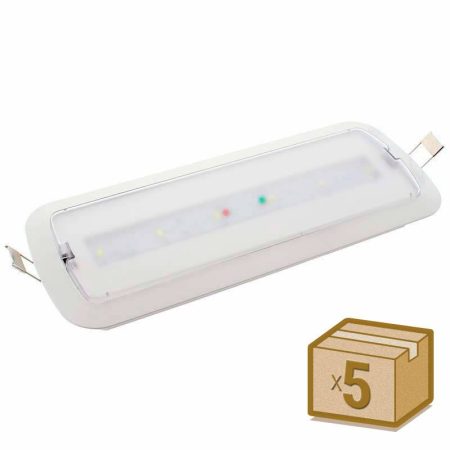 Pack 5 x Luz de emergencia LED NICELUX con AUTO-TEST, Permanente / No permanente, Blanco frío