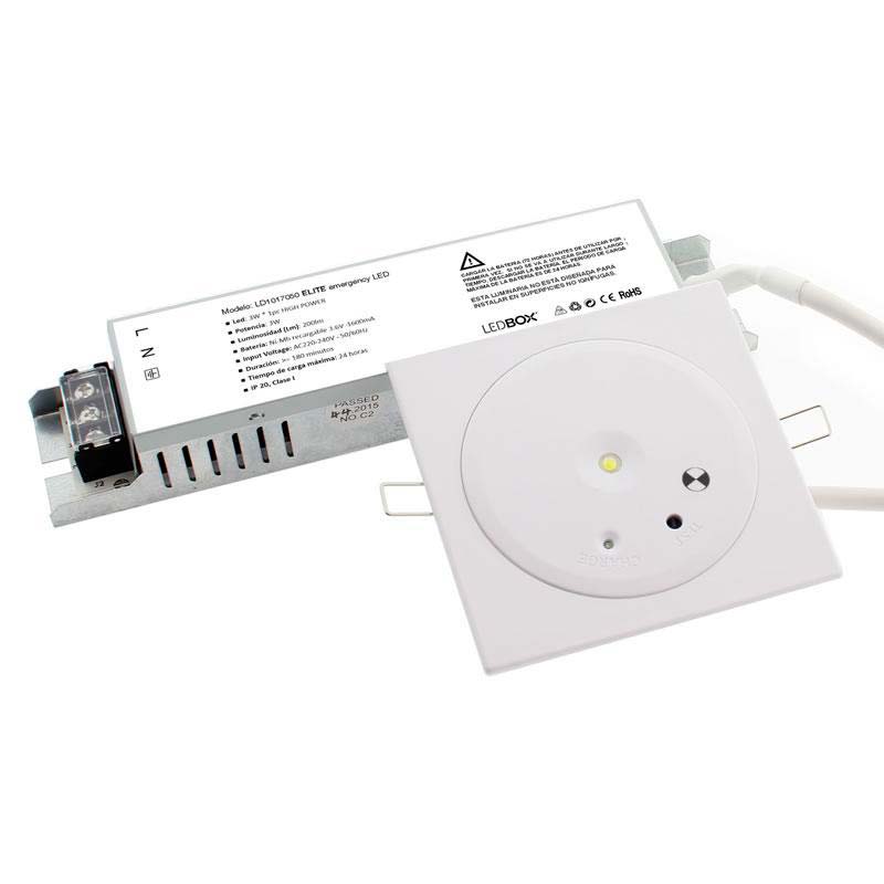Luz de emergencia LED ELITE, Empotrado, Blanco frío