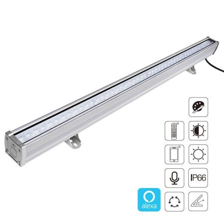 Proyector LED lineal 24W RGB+CCT, 220V, RF, Alexa, SINC. 1m, RGB + Blanco dual, regulable