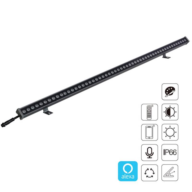 Proyector LED lineal 24W RGB+CCT, DC24V, RF, Alexa, SINC. 1m, RGB + Blanco dual, regulable