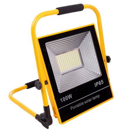 Proyector LED, 100W solar con batería recargable + power bank + emergencia, Blanco frío