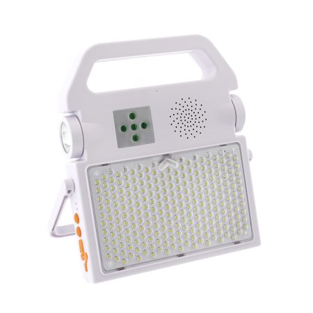 Proyector LED, 100W solar/con batería recargable + emergencia + power bank + bluetooth speaker, Blanco frío