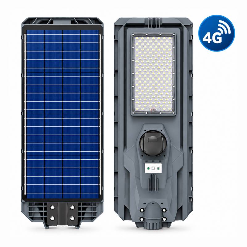 Farola LED + CCTV CAM 4G, 64Gb, 200W, Solar, Blanco frío
