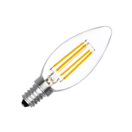 Bombilla Vela filamento Led E14 COB 4W, Blanco cálido