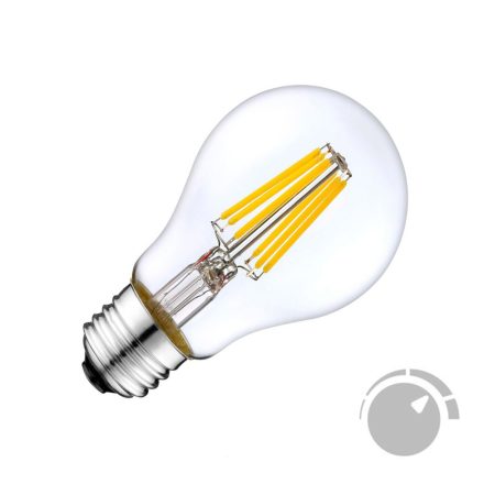 Bombilla LED E27 COB filamento 8W, Regulable, Blanco cálido 2700K, regulable