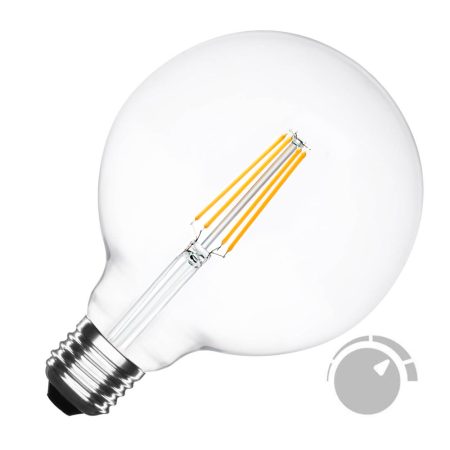 Bombilla Led E27 COB filamento 8W, Ø125x176mm, Regulable, Blanco cálido, regulable