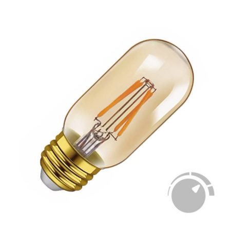 Bombilla Led E27 COB filamento GOLD 4W, Ø45x110mm, Regulable, Blanco cálido 2700K, regulable