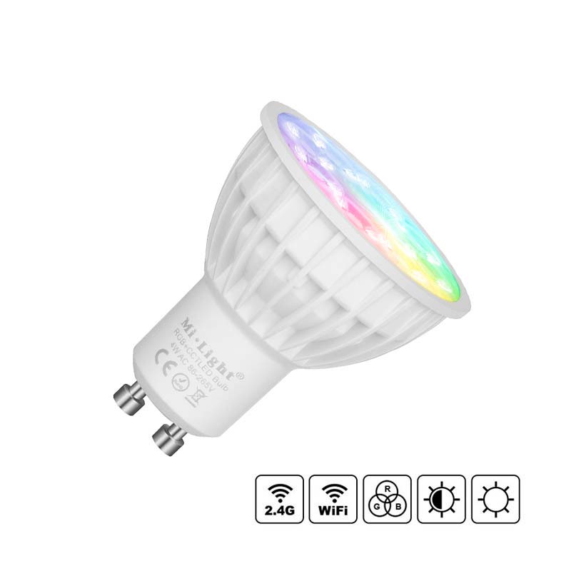 Bombilla LED WiFi GU10 Bulb 4W RGB+CCT, RGB + Blanco dual, regulable