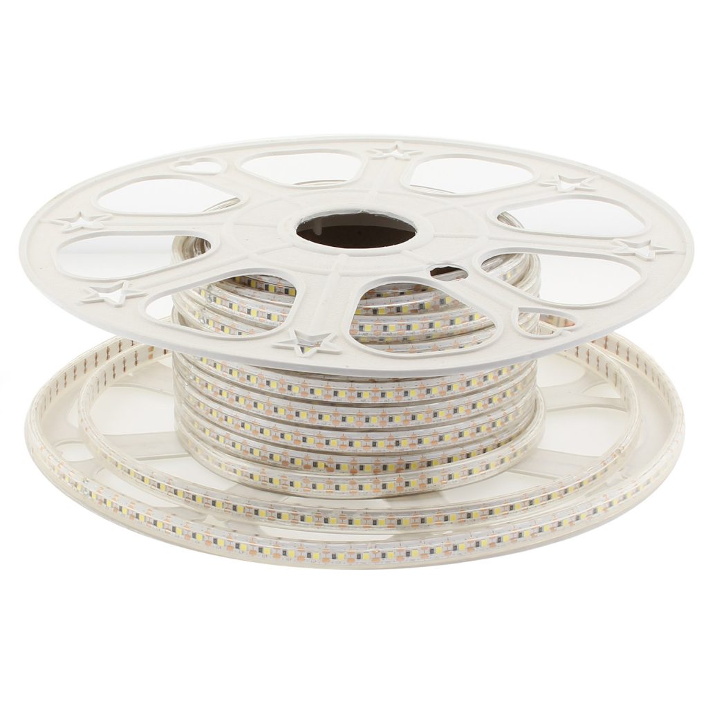 Tira LED Monocolor SMD2835, ChipLed Samsung, DC24V, 20 metros (100Led/m), Corte 10mm, 160W, IP67, Blanco cálido