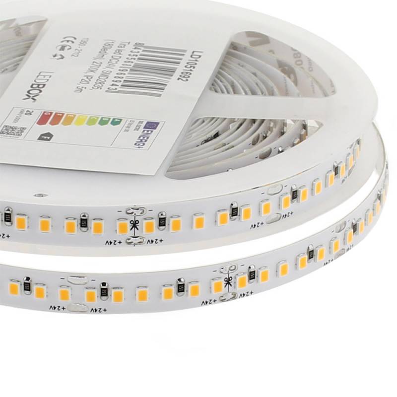 Tira LED Monocolor SMD2835, DC24V, 5m (120Led/m), 60W, IP20, Blanco cálido 2700K
