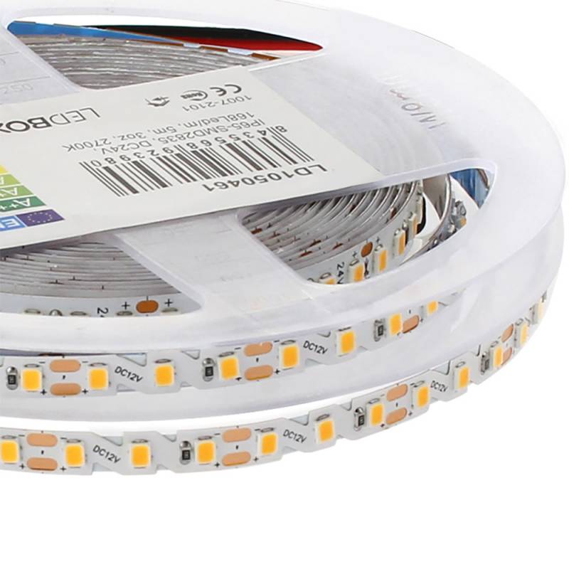 Tira contorno Zig Zag LED SMD2835, DC12V, 5m, (120Led/m), 50W, IP20, PCB 6mm, Blanco cálido