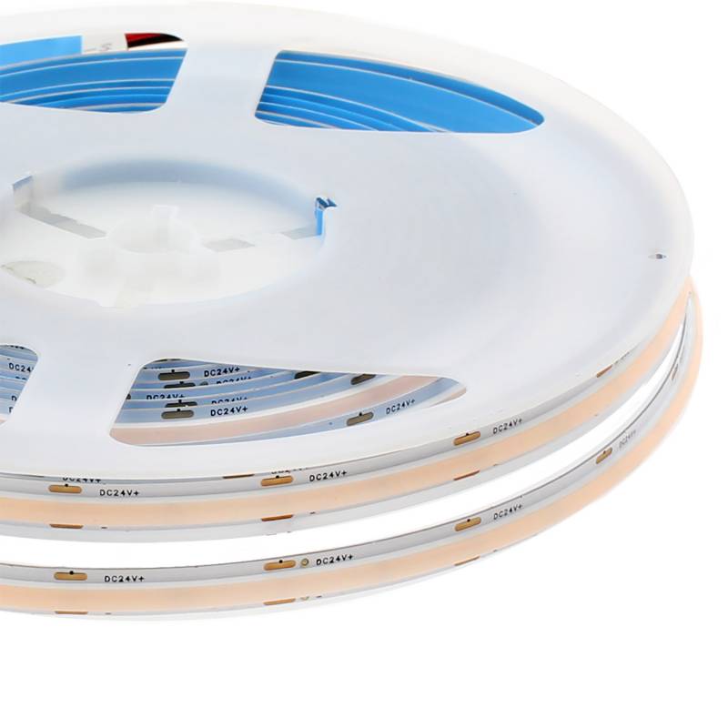 Tira LED Monocolor NEW COB, DC24V, 5m (256Led/m), 50W, IP20, CRI>90, Blanco cálido