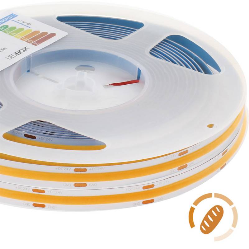 Tira LED Monocolor COB, DC24V, 5m (512Led/m), 60W, IP20, Pan y repostería, Pan y reposteria