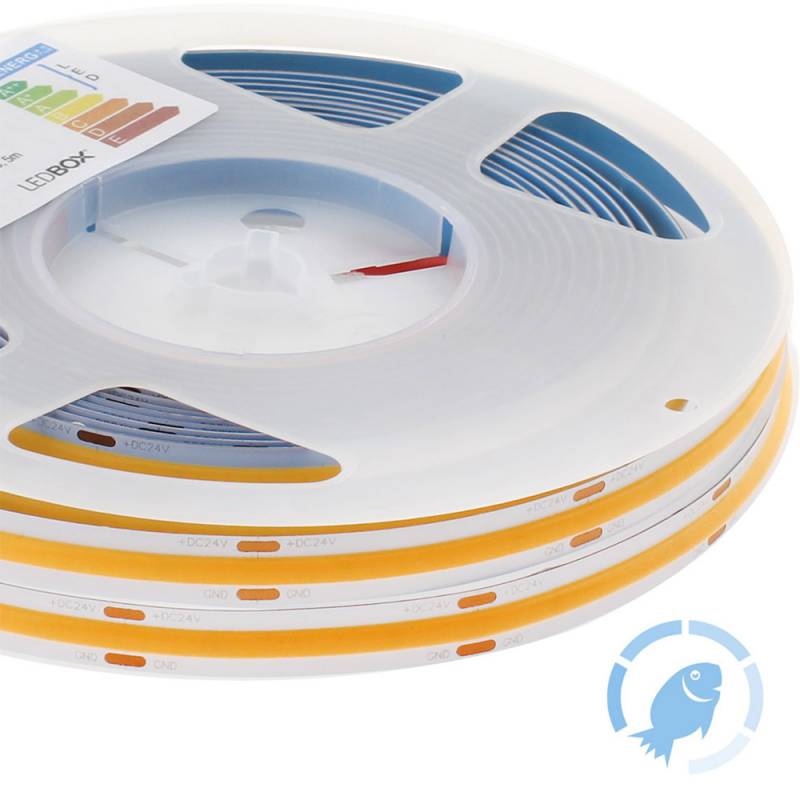 Tira LED Monocolor COB, DC24V, 5m (512Led/m), 60W, IP20, Pescaderías, Pescados y mariscos