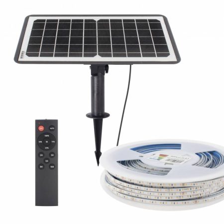 Kit Solar de Tira Led 3.2V-12AH, 180º, IP65, 20 metros, Blanco cálido