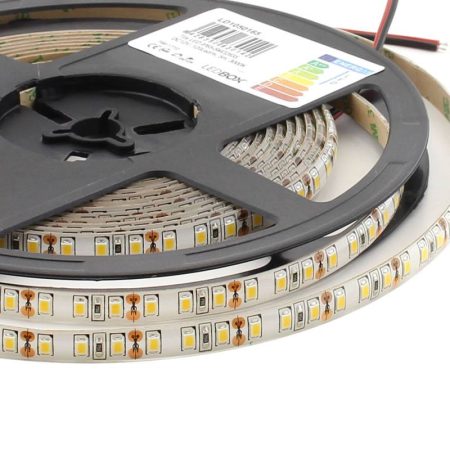 Tira LED Monocolor SMD2835, ChipLed Samsung, DC12V, 5m (120Led/m), 90W, IP65, Blanco cálido