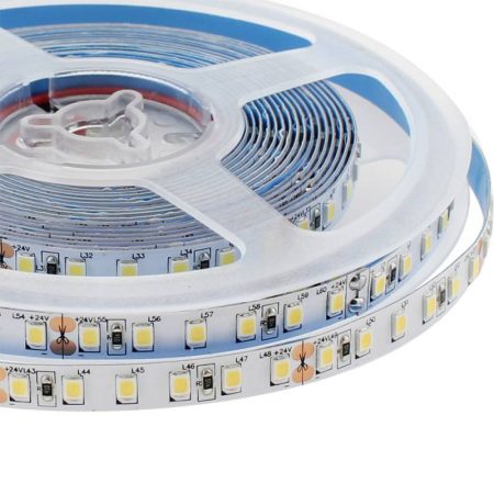Tira LED Monocolor SMD2835, ChipLed Samsung, DC24V, 5m (120Led/m), 100W, IP65, Blanco cálido