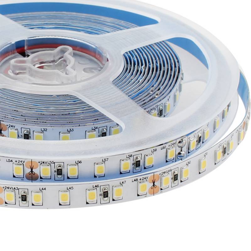 Tira LED Monocolor SMD2835, ChipLed Samsung, DC24V, 5m (120Led/m), 100W, IP65, Azul