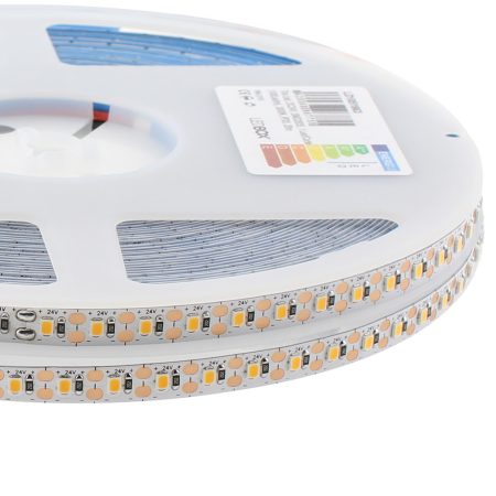 Tira LED Monocolor SMD2835, ChipLed Samsung, DC24V, 20 metros (100Led/m), Corte 10mm, 160W, IP20, Blanco cálido