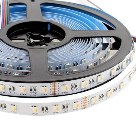 Tira LED EPISTAR SMD5050, RGB+W, DC24V, 5m (60Led/m 4 en 1) - IP20, RGB + Blanco cálido