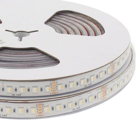 Tira LED  SMD5050, RGB+W, DC24V, 5m (96Led/m 4 en 1), 115W, IP67, 3oZ, RGB + Blanco cálido