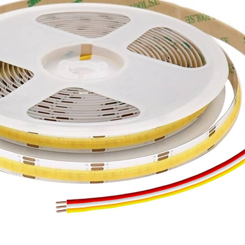 Tira LED Blanco Dual. CCT COB, DC24V, 5m (608 Led/m), 75W, IP20, Blanco dual