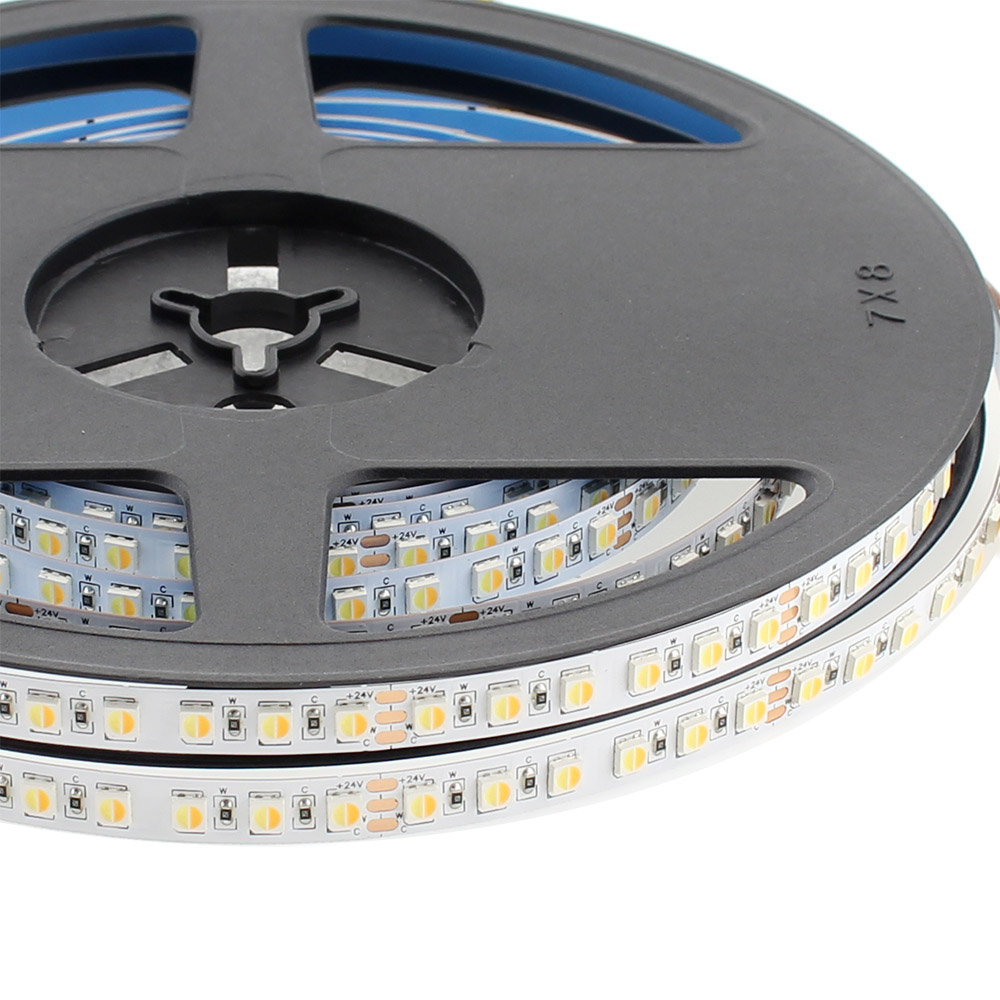 Tira LED Blanco Dual SMD3838, DC24V, 5m (240 Led/m), 90W, IP20, Blanco dual