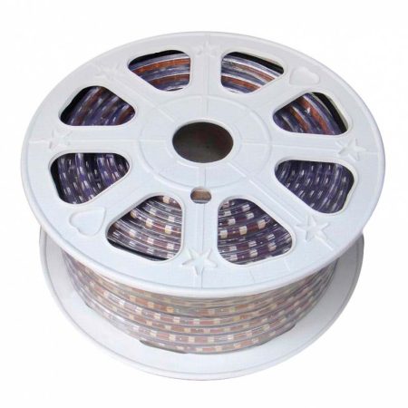 Tira LED 220V SMD 5050, 120Led/m, 14,4W/m, RGB, 2 filas, carrete 50 metros, 18.5mm, RGB