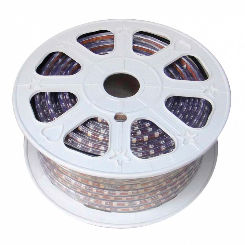 Tira LED 220V SMD 5050, 120Led/m, 14,4W/m, RGB, 2 filas, carrete 50 metros, 18.5mm, RGB