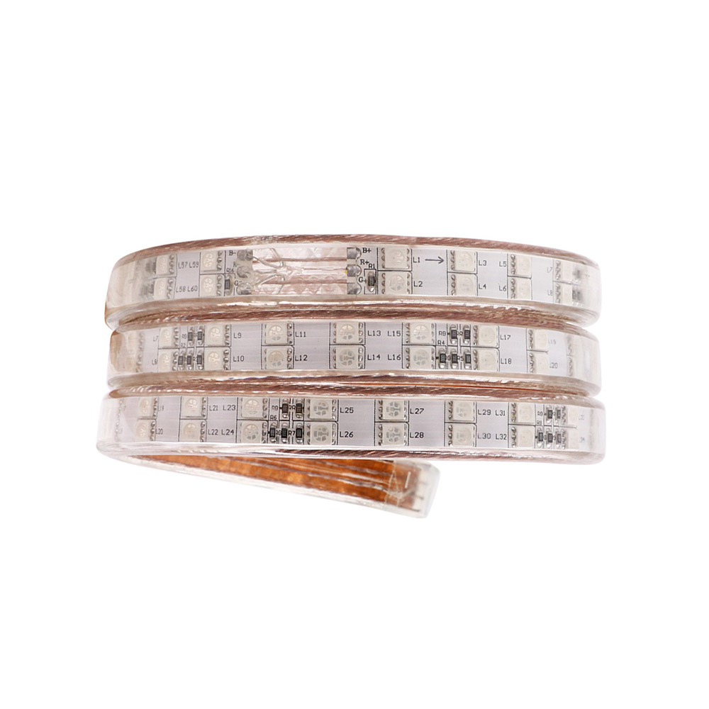 Tira LED 220V SMD5050, 120Led/m, 14,4W/m, RGB, 2 filas, 1 metro, RGB