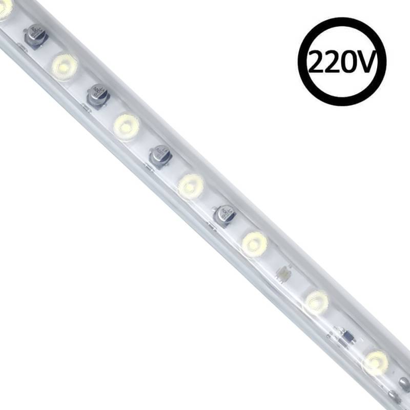 Tira LED 220V WALL WASHER 30º, 16*20mm, 12,5W/m, 1 metro, IP67, 25cm corte, Blanco cálido