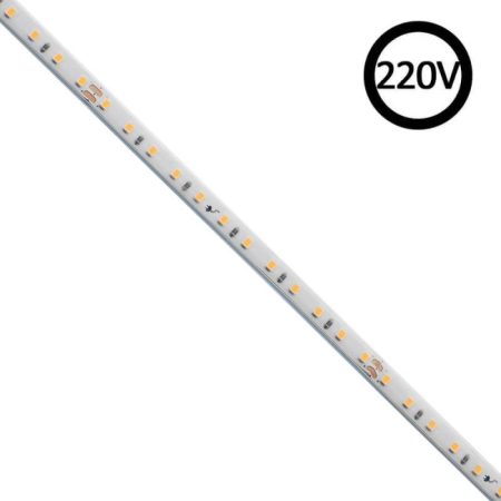 Tira LED 220V Super Slim SMD2835, 120Led/m, 8W/m, Triac regulable, corte 10cm, 1 metro, Silicona, Blanco cálido, regulable