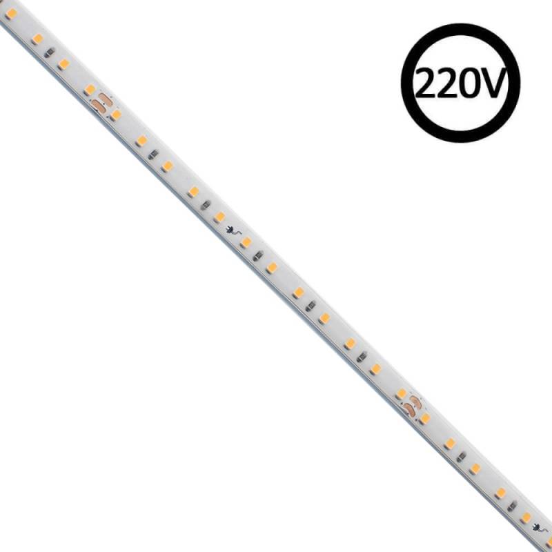 Tira LED 220V Super Slim SMD2835, 120Led/m, 8W/m, Triac regulable, corte 10cm, 1 metro, Silicona, Blanco cálido, regulable