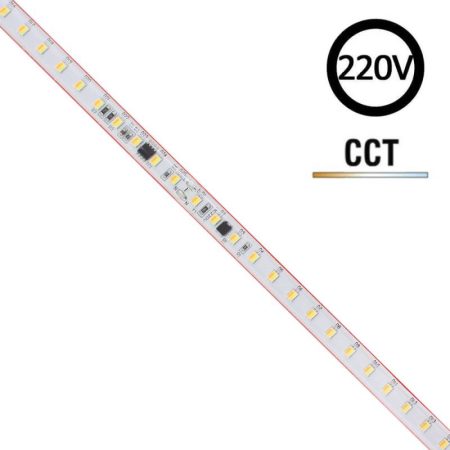 Tira LED 220V Slim SMD2835, 100Led/m, 10W/m, corte 25cm, CCT, 1 metro, 3000-4000-6000K