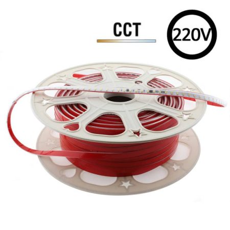 Tira LED 220V Slim SMD2835, 100Led/m, 10W/m, corte 25cm, CCT, carrete 50 metros, 3000-4000-6000K
