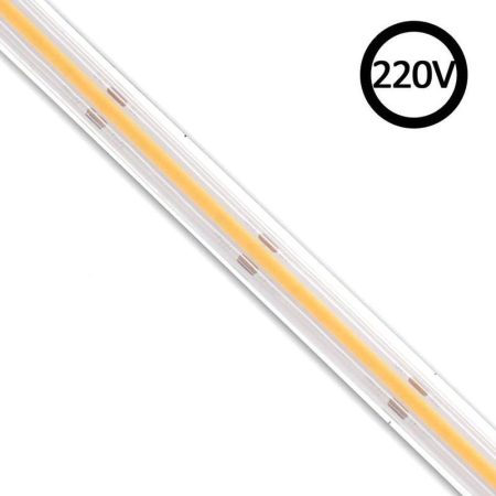 Tira LED 220V COB, 240Led/m, 10W/m, Triac regulable, corte 10cm, 1 metro, Blanco cálido, regulable