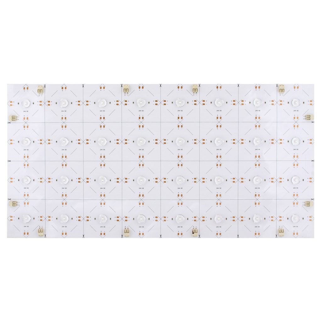 Hoja flexible DC24V, IP20, 240*480mm, 32led, lente 180º, 25W, Blanco cálido