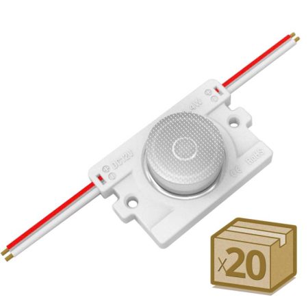 20x Módulos Led 1xSMD3535, lente 10*30°, DC12V, 2.4W, IP65, Blanco frío